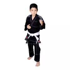 Kimono Infantil Preto Jiu Jitsu Judo + Duas Faixas