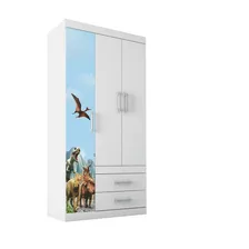 Guarda Roupa Star Infantil Com 3 Portas Branco Dinossauros