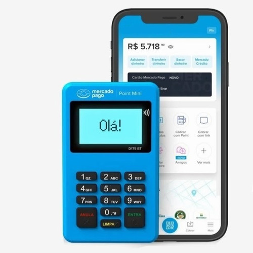 Point Mini Blue - Leitor De Cartão Do Mercado Pago Bluetooth