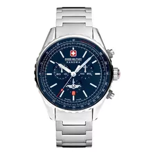 Reloj Swiss Military Smwgi0000304 Para Hombre Cronografo Color De La Malla Plateado Color Del Bisel Gris Color Del Fondo Azul
