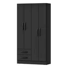 Mueble Ropero Armario Closet Placard Mulata 605mx 4 Puertas 3 Estantes Color Negro 91 X 172 X 35 Cm