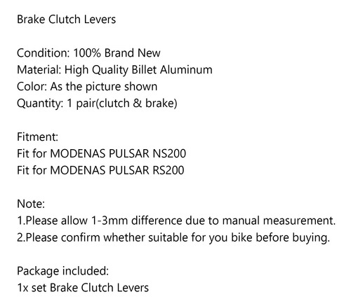 1 Par De Palancas De Embrague De Freno Cnc Para Pulsar Ns200 Foto 8