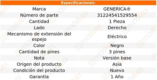 Espejo Der Elect 3 Pines Fiat Grande Punto 05/09 Generica Foto 2