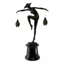 Escultura Bailarina Em Bronze Estilo Chiparus Deslumbrante