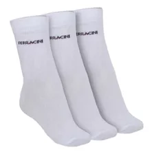 Kit Meia Ferracini Masculina Sport Cano Longo Branco 39-43