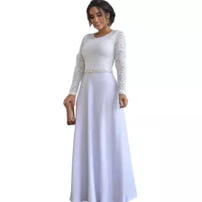 Vestido Longo Noiva , Casamento Civil , Moda V143