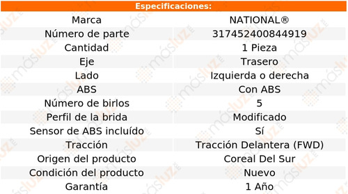 1- Maza Trasera Izq/der Con Abs Rogue Select 14/15 National Foto 4