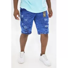 Bermuda Masculina Destroyed Jeans Branca Ou Preta Promo