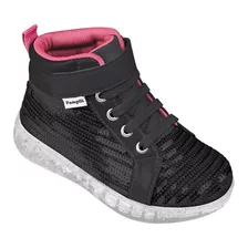 Tênis De Luz Led Pampili Sneaker Luz Preto Com Paetê 670.030