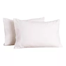 Funda De Almohada Línea Algodón Peinado Color Blanco