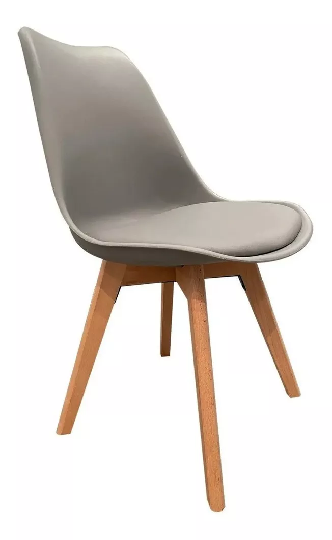 Silla De Comedor E-chairs By Masliah Eames Tulip, Estructura Color Gris, Tapizado Gris, 4 Unidades