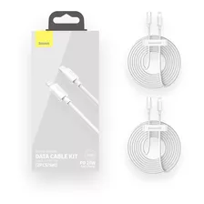 Kit C/ 2 Cabos Data Cable Usb Ip 2.4a 1.5m Baseus iPhone Cor Branco