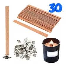 30 Unid. Pavio De Madeira + 30 Ilhos De Metal Para Velas Eco