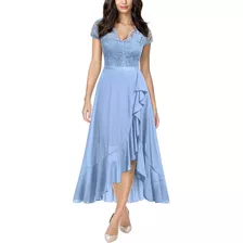 Vestido Miusol Mujer Cuello V Elegante Fiesta Boda Azul Cl