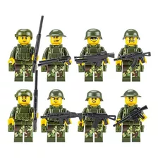  8 Personagens 4,5cm Militares Blocos De Montar Soldados