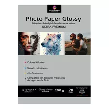 5 Paquetes Papel Fotográfico Glossy Carta 200gr 100 Hojas