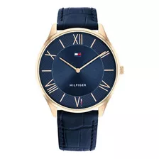 Reloj Tommy Hilfiger Hombre Clásico 1710517 Cuero Azul Color Del Bisel Dorado