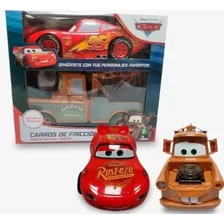 2 Vehículos Cars Rayo Mcqueen Y Mater A Friccion Disney Niño