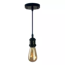 Pendente Soquete Retrô Industrial Vintage + Lampada Led Cor Preto 110v/220v (bivolt) Form Design