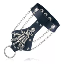 Pulsera Brazalete Tipo Guante Calavera Punk Rock Gótico