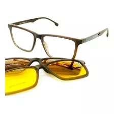 Óculos Clip-on Masculino Acetato Com Grau Tamanho Grande