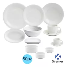 Set Vajilla 50 Piezas Porcelana Restaurant Recta 2.