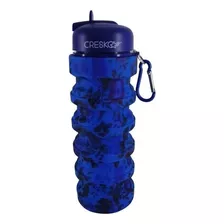 Botella Cresko Silicona Flexible Plegable 500ml Color Flores Azul Violeta