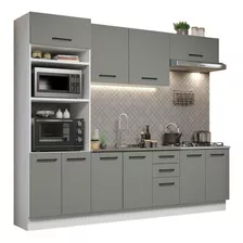 Mueble De Cocina Alacena Madesa Agata Con Lavadero 270 Cm Color Gris