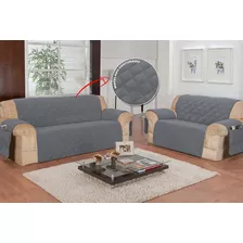 Protetor De Sofa 2 E 3 Lugares Face Unica Cor Cinza