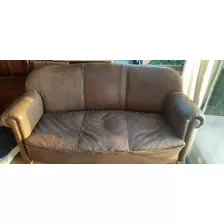 Sillón Cuero Marrón De Tres Cuerpos