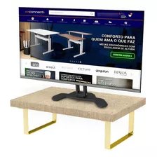 Suporte Ergonômico Monitor Aço Piatina Dourado Mdf 20x30cm Cor Tela