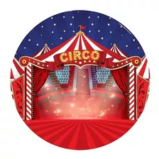 Painel Redondo Sublimado 3d Circo Em Tecido - 1,5x1,5m