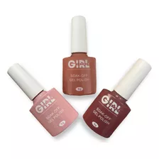 Esmalte Em Gel 9g Led/uv Kit Com 3 Uni Cores Nude.