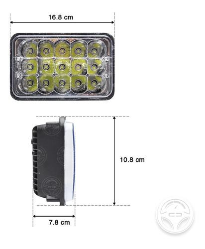 2 Faros Unidad Cuadrada Rectangular 15 Leds 4x6 Alta/baja F1 Foto 2