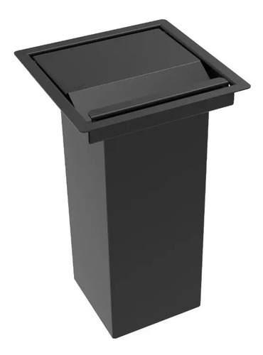 Lixeira Preta Quadrada 15x15 Embutir 2 L Para Bancada Preto