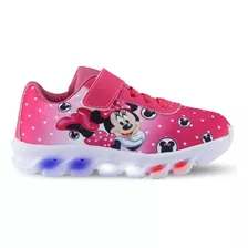 Tênis Minnie Infantil De Led Menina Super Leve Com Velcro