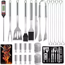 Kit De Parrilla De Acero Inoxidable Barbacoa Fiestas 25pcs