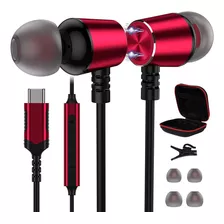 Auriculares Acaget, Rojo/estereo Bajo/cable Usb C