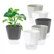 6 Pcs Macetas De Plástico Con Riego Automático Para Plantas