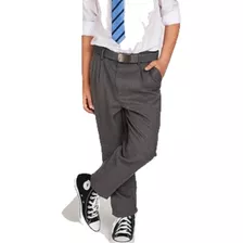 Pantalón Colegial Gris De Sarga Con Medio Elástico T4-16