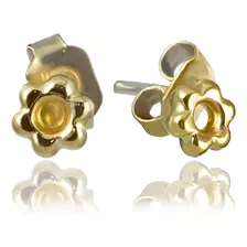 Aros De Oro 18k Flor