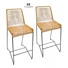 Banqueta Lyv Deco Tulum Color Marrón Claro De 107cm De Alto X 2u