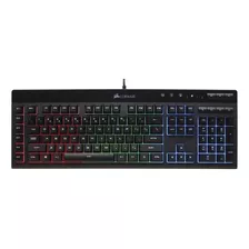 Teclado Gamer Corsair Rgb Pro K55 Qwerty Rubber Dome Español España Color Negro Con Luz Rgb