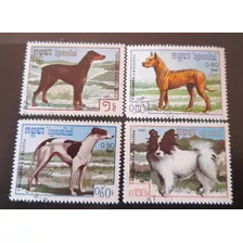 Sello Postal Camboya - Perros 1987