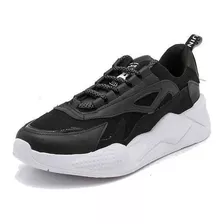 Zapatilla Sneakers Hombre Urbanas Negra Y Suela Blanca Nueva