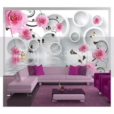 Papel De Parede Flores Rosas Buquê Botão 3d 12m² Nfl205