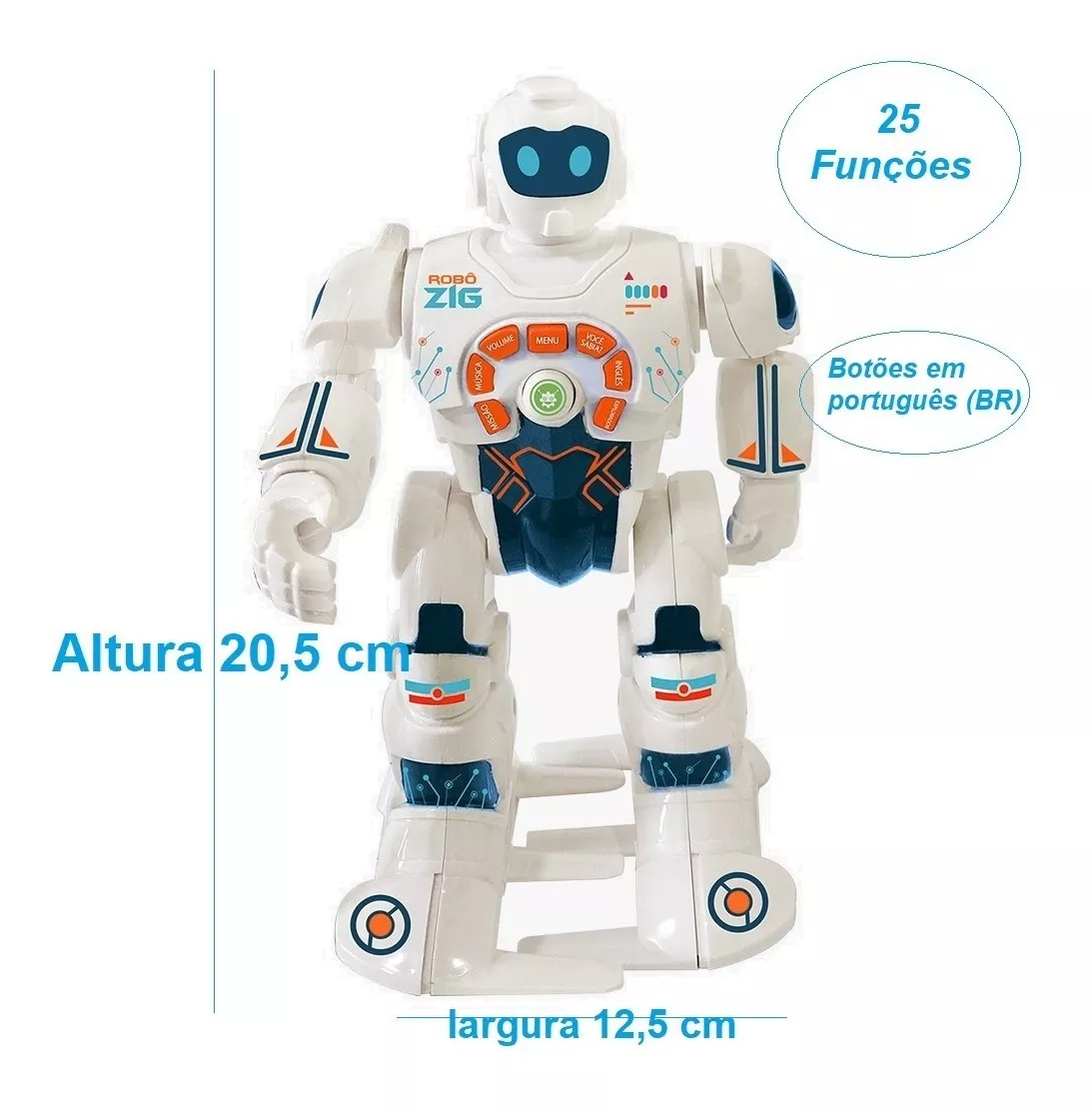Robô Inteligente Educativo Zig Anda Ensina Inglês 25 Funções