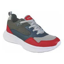 Tenis Deportivo De Niño Estilo 3017-1 Color Gris 