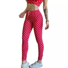 Calça Legging Feminina Suplex Cordinha Bolinha Poa Academia 