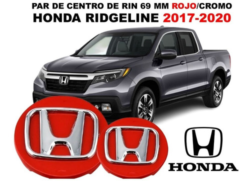 Par De Centros De Rin Honda Ridgeline 17-20 Rojo/cromo 69 Mm Foto 2